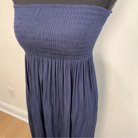 Lilly Pulitzer Navy Blue Strapless Silk Finish Maxi Dress Size Small - Picture 10 of 16
